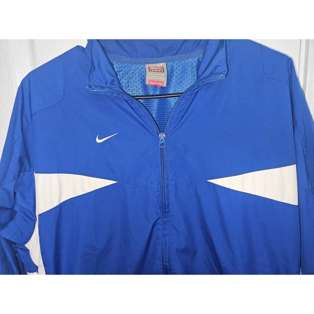 Nike Team‎ Fit Storm Windbreaker Jacket Blue White Full Zip Men's LT Blue White